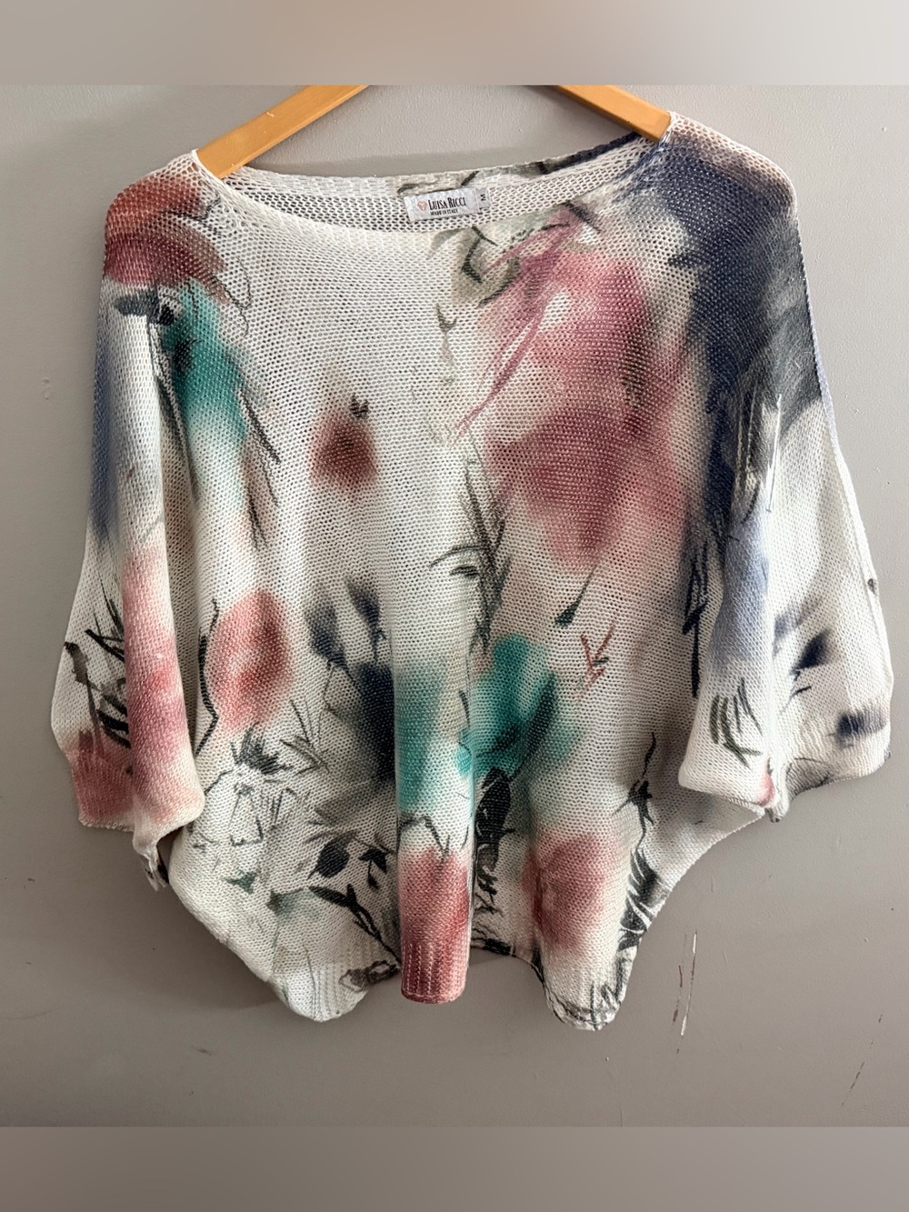 Luisa Ricci made in Italy oversized drop shoulder knit sweater batwing floral